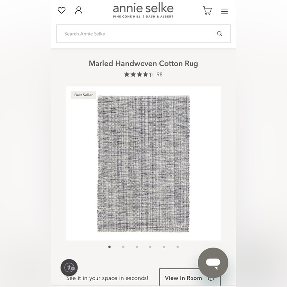 Annie Selke Marled Handwoven Cotton Rug: Indigo - Picture 1 of 8